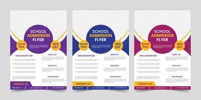 School admission Print one page educational flyer design vector