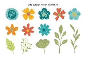 Cute Summer and Spring Flower Illustration with Retro Color vector