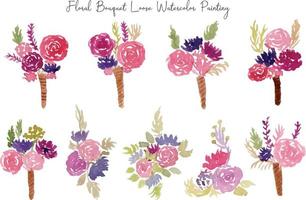 Aesthetic Wedding Flower Bouquet Watercolor vector