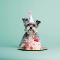 Cute funny birthday dog. Illustration photo