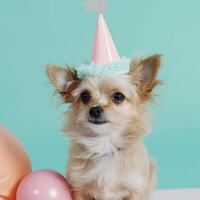 Cute funny birthday dog. Illustration photo