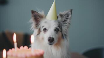 Cute funny birthday dog. Illustration photo