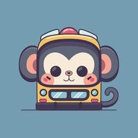 Monkey on a bus cartoon character vector