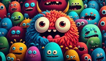 Cute and colorful doodle monster created with ai tools photo