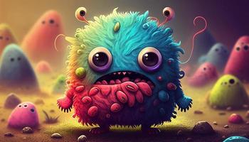 Cute colorful doodle monster created with ai tools photo