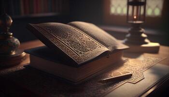 Al Quran ilustración creado con ai herramientas foto