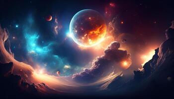 Colorful space background created with ai tools photo