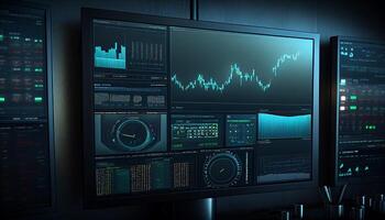 Stock market chat monitor created with ai tools photo