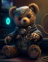 Teddy bear wearing clothes realistic illustration created with ai tools photo