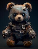 Teddy bear wearing clothes realistic illustration created with ai tools photo