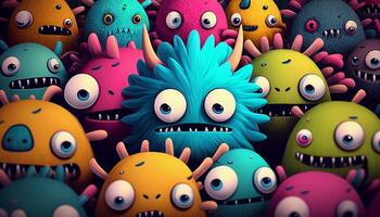 Cute and colorful doodle monster created with ai tools photo