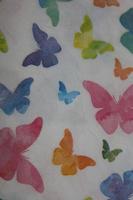 Colorful butterflies on white napkin paper close up background big size high quality instant print stock photography photo