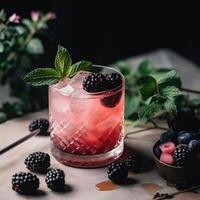 Summer cocktail. Illustration AI Generative photo