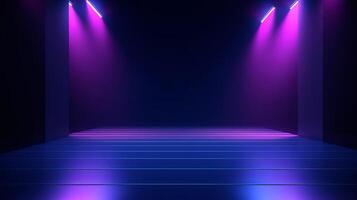 Stage shows empty dark blue purple pink background Illustration photo