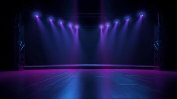 Stage shows empty dark blue purple pink background Illustration photo