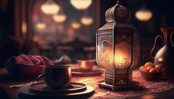 Islamic ramadan background created with ai tools photo