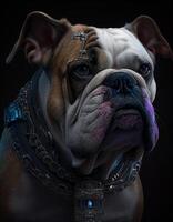 Cyberpunk bulldog realistic illustration created with ai tools photo