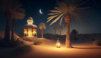Islamic ramadan background created with ai tools photo