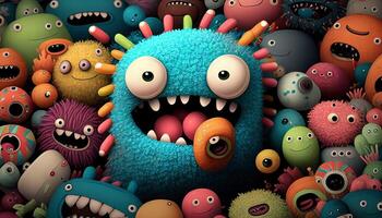 Cute and colorful doodle monster created with ai tools photo