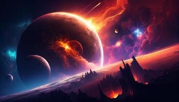 Colorful space background created with ai tools photo