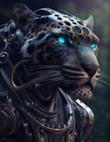 Cyberpunk tiger realistic illustration created with ai tools photo