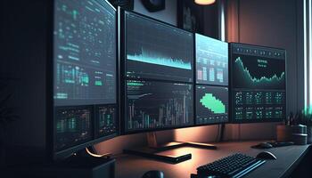 Stock market chat monitor created with ai tools photo