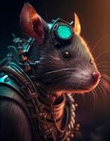 Cyberpunk mouse rat realistic illustration created with ai tools photo