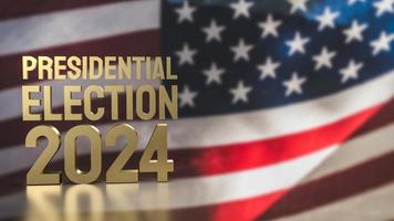 The Usa flag and gold text presidential election 2024 for vote concept 3d rendering photo