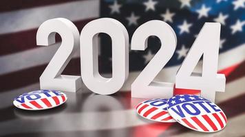 The Usa flag and 2024 for vote concept 3d rendering photo