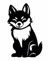 Simple Black and White Dog vector