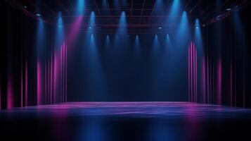 Stage shows empty dark blue purple pink background Illustration photo