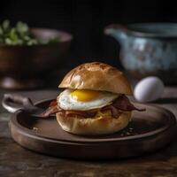 Bacon egg breakfast sandwich. Illustration photo