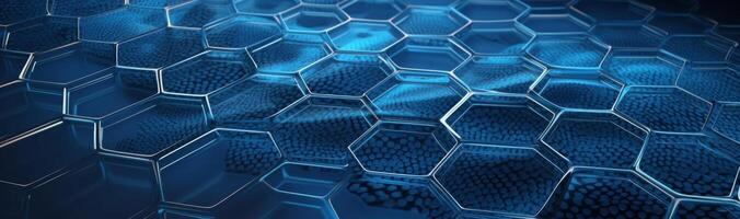 Blue background made up of hexagonal shaped cells. Illustration photo