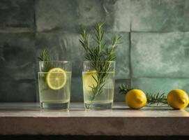 Lemonade with lemon. Illustration photo