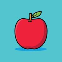 Fresh Apple. Apple isolated on Blue background. Isolated Icon Food Apple. For your design. Cartoon flat design vector