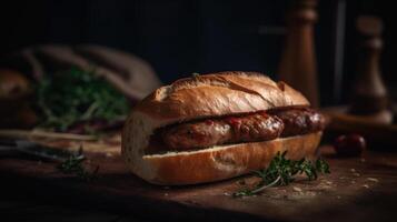 Argentine sausage sandwich Illustration photo