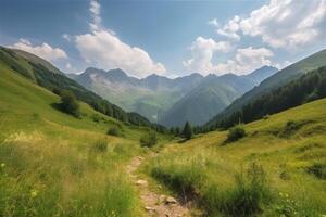 hermosa montaña paisaje antecedentes. ilustración ai generativo foto