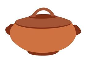 Vector isolated illustration of clay soup tureen.