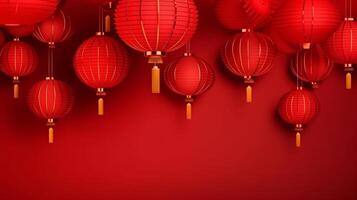 Red Chinese Background with Lanterns. Illustration photo