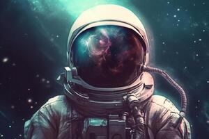 astronauta en espacio antecedentes. ilustración ai generativo foto