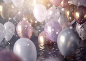 Happy Birthday Background with Balloons. Illustration photo