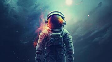 Astronaut in space background. Illustration photo