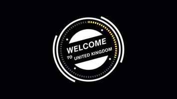 Welcome to United Kingdom animation. circle HUD, tech futuristic simple look, transparent background, alpha Channel For any video channel