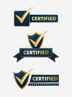 Set of ISO Certification stamp and labels quality management system, ISO 9001, ISO 22000, ISO 14001 vector