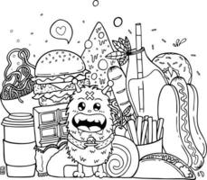 Treat Me Doodle art Coloring page for kids and adults vector
