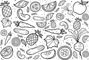 Fresh Fruits and Vegetables Doodle vector