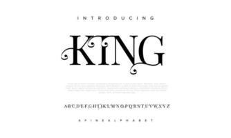 King abstract Fashion font alphabet. Minimal modern urban fonts for logo, brand etc. Typography typeface uppercase lowercase and number. vector illustration