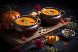 Pumpkin soup. Illustration photo