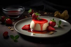 panna cotta postre. ilustración ai generativo foto