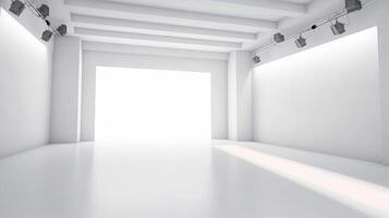 Empty white studio room. Illustration photo